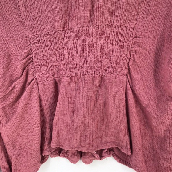 Free People Womens Peasant Top Mauve Pink Size M Cropped Boho - Picture 14 of 16